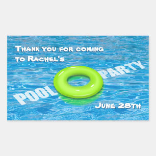 Grönt Floatie Bassäng Party Sticker Rektangulärt Klistermärke