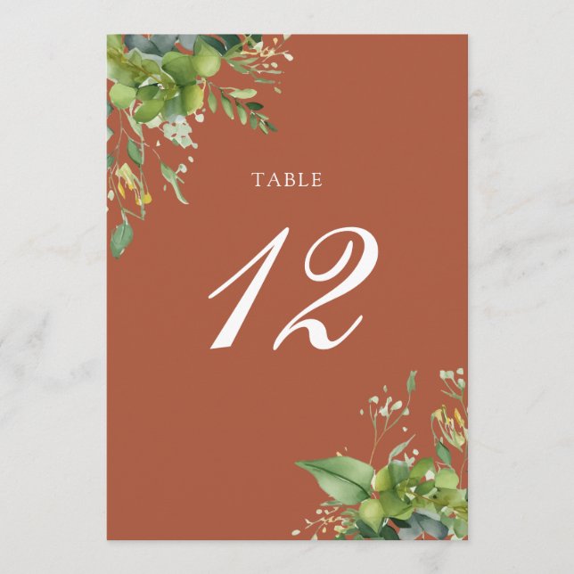 Grönt Floralt Terrakotta Bordskort Tack Kort (Framsida)