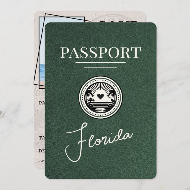 Grönt Florida-pass Spara datum Spara Datumet (Fram/baksida)