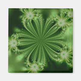 Grönt Flower Fractal Magnet