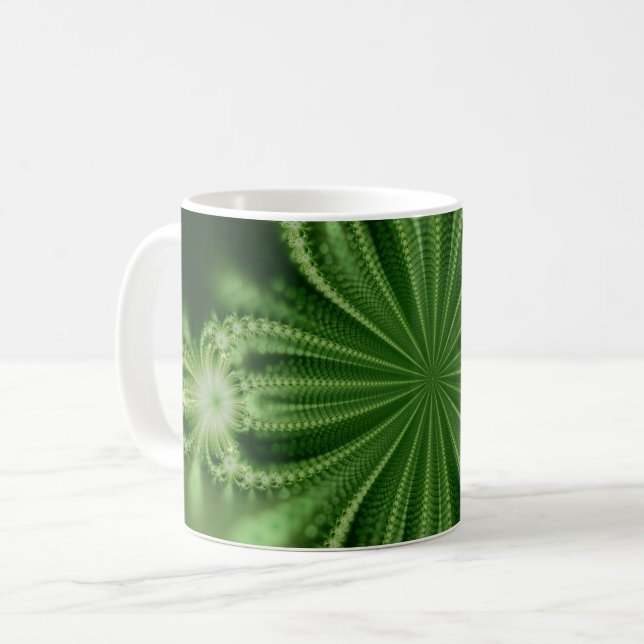 Grönt Flower Fractal Mugg (Framsida vänster)