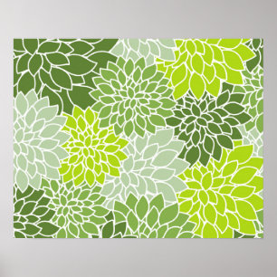 Grönt Flower Mönster Poster