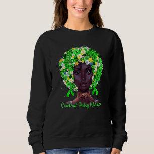 Grönt Flowers Afro Hair Black Woman Cerebral Palsy T Shirt