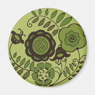 Grönt Flowers Magnet