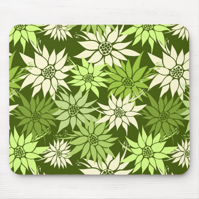 Grönt Flowers Mousepad Musmatta (Framsidan)