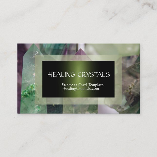 Grönt Fluorite Crystal Healing Crystals Visitkort (Framsida)