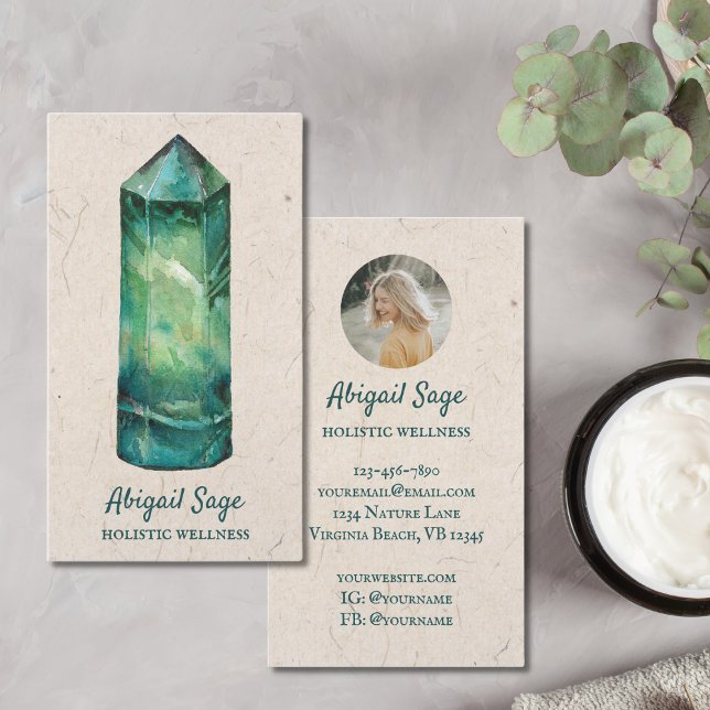 Grönt Fluorite Crystal Holistic Andlig Yoga Visitkort (Skapare uppladdad)