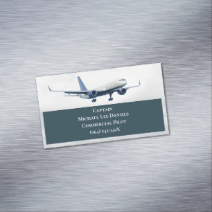 Grönt Flygplankapten Pilot Flygplan Himmel Magnetiska Visitkort
