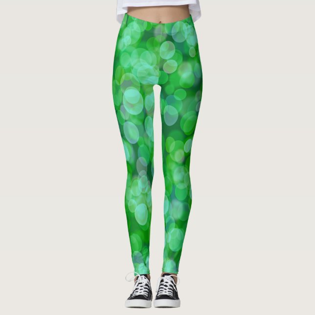 Grönt Flytande Färg Leggings (Framsida)
