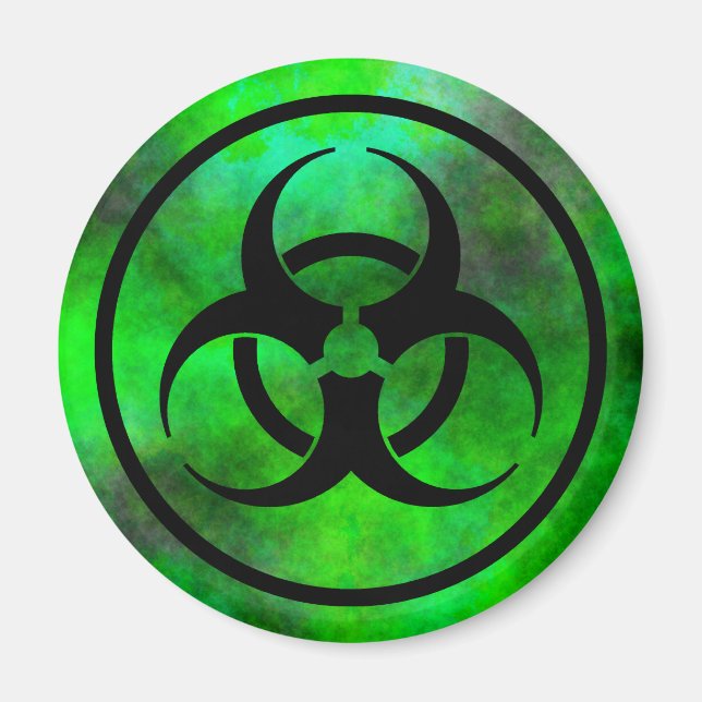 Grönt Fog Biohazard Symbol Magnet (Framsidan)