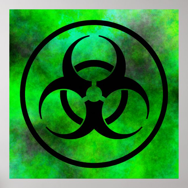 Grönt Fog Biohazard Symbol Poster (Framsidan)