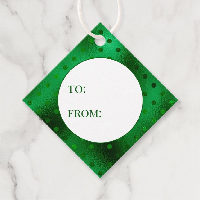 Grönt Foil Polka från Gåvor Etiketter (Framsida)