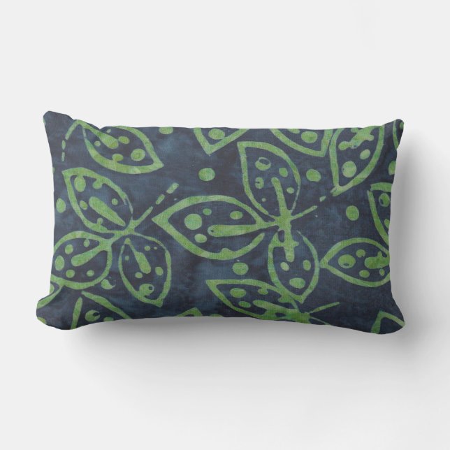 Grönt Foliage Boho Batik Titta utomhus Lumbarkudde (Framsida)