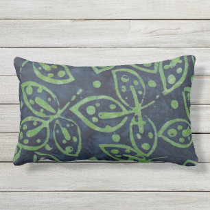 Grönt Foliage Boho Batik Titta utomhus Lumbarkudde