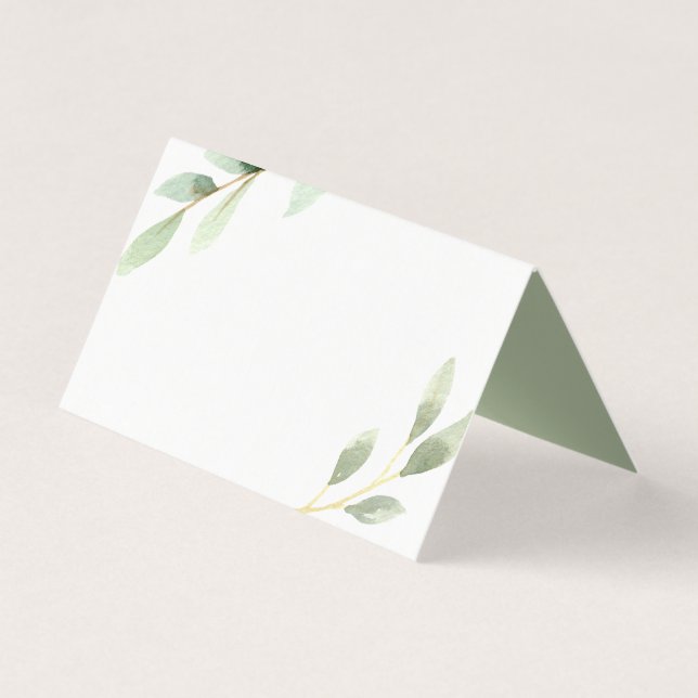 Grönt Foliage Botanical Bord Place Card Kort (Framsida)