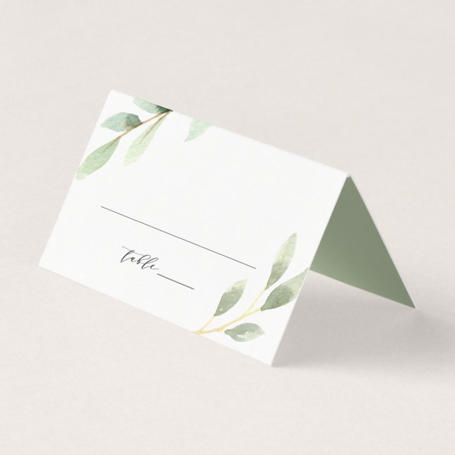 Grönt Foliage Botanical Bröllop Bord Place Card Kort (Framsida)