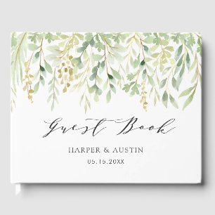 Grönt Foliage Botanical Bröllop Gästböcker