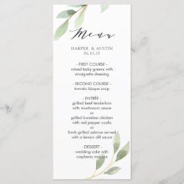 Grönt Foliage Botanical Bröllop Menu Meny