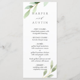 Grönt Foliage Botanical Bröllop Menu Meny