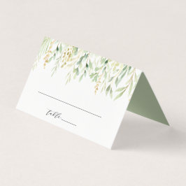 Grönt Foliage Botanical Bröllop Place Card Kort
