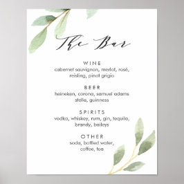 Grönt Foliage Botanical Bröllop Pub Menu-tecken Poster