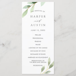 Grönt Foliage Botanical Bröllopsprogram Program