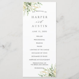Grönt Foliage Botanical Bröllopsprogram Program
