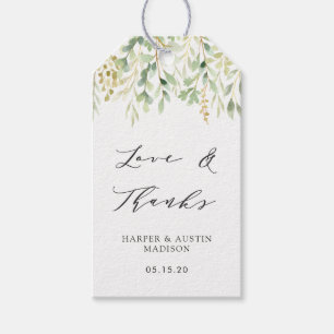 Grönt Foliage Botanical Wedding Favor Tack Presentetikett