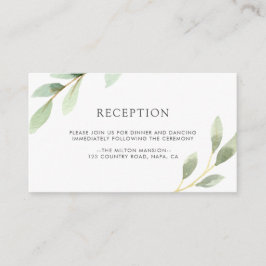 Grönt Foliage Botanical Wedding Reception Tilläggskort