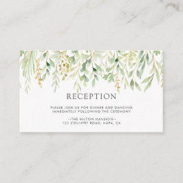 Grönt Foliage Botanical Wedding Reception Tilläggskort