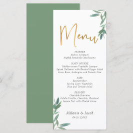 Grönt Foliage Bröllop Flat Menu Meny