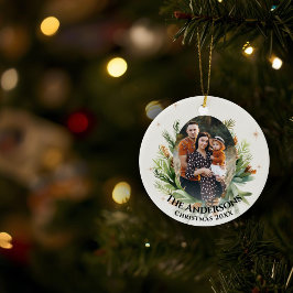 Grönt Foliage Löv Family Photo God jul Julgransprydnad Keramik