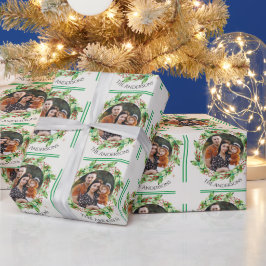 Grönt Foliage Löv Family Photo God jul Presentpapper