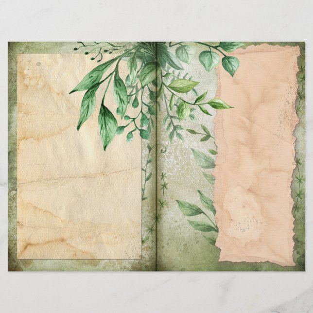 Grönt Foliage & Parchment Journal Page (Framsida)