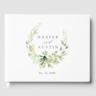 Grönt Foliage Utandning Botaniskt Bröllop Guestboo Gästböcker