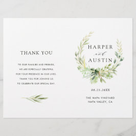 Grönt Foliage Utandningspappat Bröllopsprogram