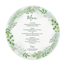Grönt Foliage Wandan Grey Bröllop Round Menu