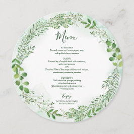 Grönt Foliage Wandan Grey Bröllop Round Menu Meny
