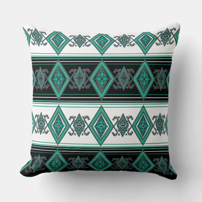 Grönt Folk Design Reversible Pillow Kudde (Framsida)