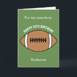 Grönt Football 13th Birthday Grandson Kort<br><div class="desc">En grönt-personlig-fotbolls-fotbolls-13-födelsedagspressonskort,  som du lätt kan anpassa med hans ålder och namn. Insidan läser ett födelsedagsmeddelande som du enkelt kan redigera också. Du kan anpassa baksidan av det här födelsedagskortet med året.</div>