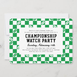 Grönt Football Check Championship Game Watch Party Inbjudningar