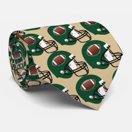 Grönt Football Helmet Football Tan Necktie Slips