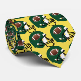 Grönt Football Helmet Gult/Guld Necktie Slips