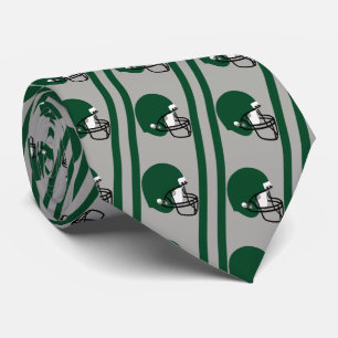 Grönt Football Helmet på Grått/Silver Necktie Slips