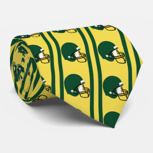 Grönt Football Helmet på Gult/Guld Necktie Slips