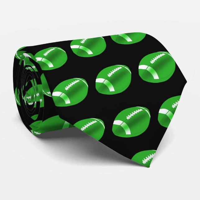 Grönt Football on Black Necktie Slips (Rullad)