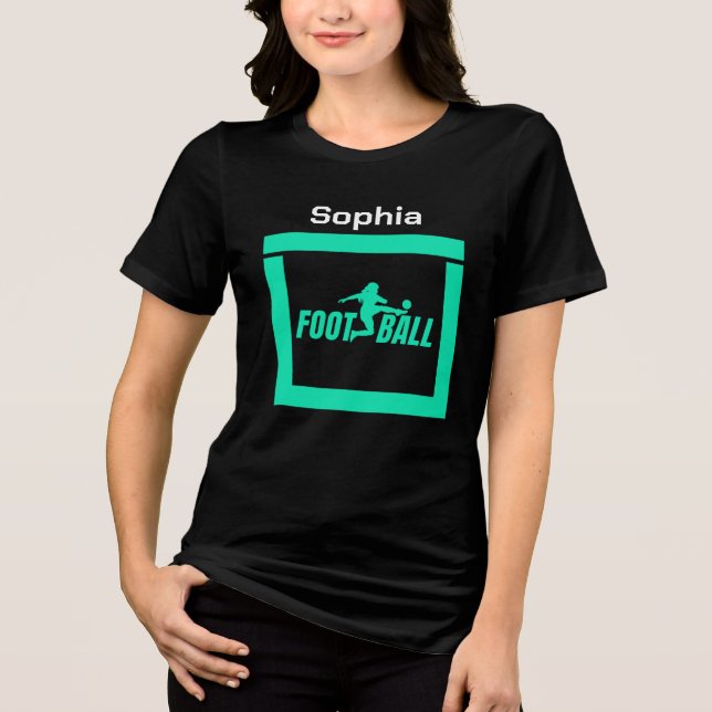 Grönt Football Player Girl, Birthday Girl Team T Shirt (Framsida)