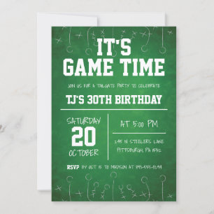 Grönt Football Sports Birthday Inbjudningar