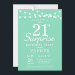 Grönt för 21:a födelsedagsinbjudan Mint Inbjudningar<br><div class="desc">Överraskad 21:a födelsedagsinbjudan med String Ljus. Bakgrund för Mint Grönt. Boy eller Girl Birthday. 13:e 15:e 16:e 18:e 20:e 30:e 40:e 60:e 70:e 80:e 90:e 100:e,  oavsett ålder. Om du vill göra ytterligare anpassningar klickar du på knappen "Anpassa" och användor verktyg som är utformat för att ändra mallen.</div>