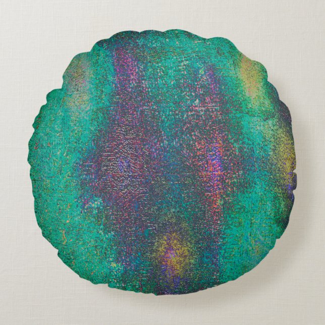 Grönt för åldras och  med cyanton rund kudde (Framsidan)